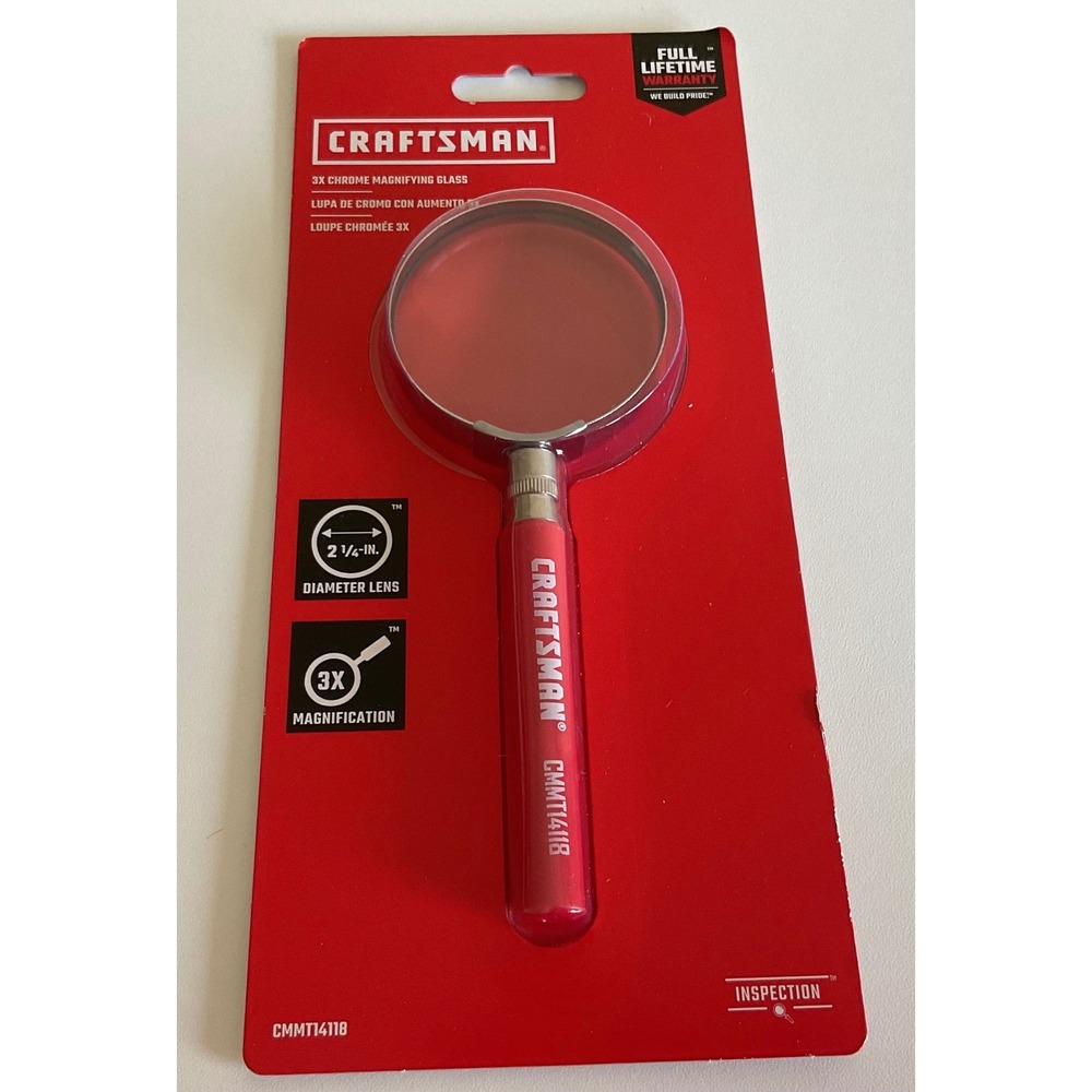 Craftsman 3X Chrome Magnifying Glass 2-1/4 Inch Diameter Lens CMMT14118 New